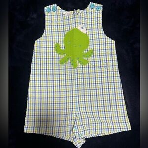 Green Octopus Plaid Baby Romper